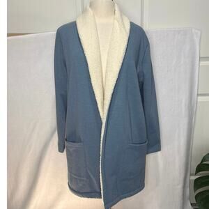 Eddie Bauer Women Sz LARGE Cabin Faux Shearling Cozy  Lounge Cardigan